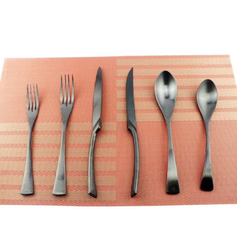Uniturcky 24-Piece Flatware Set,Extra Thick Heavy Duty - 18/10 Stainless Steel Cutlery Sets,High Matte Black Finish Silverware Flatware Sets Service for 4,Use for Home,Kitchen Utensil Sets - Image 1